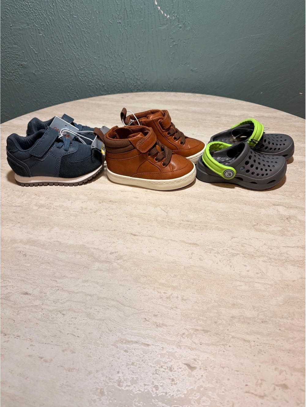 Set of 3 Boys' Shoes Size 5 - Sneakers, High Top, and Slip-On Clogs